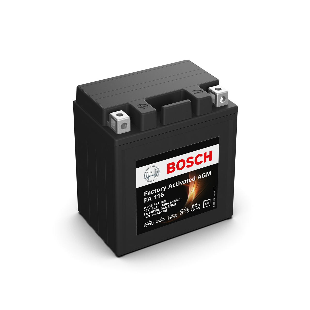 Batterie moto BOSCH FA116 12v 10ah 120A YB10L-B / 12N10-3B YB10L-A2 AGM