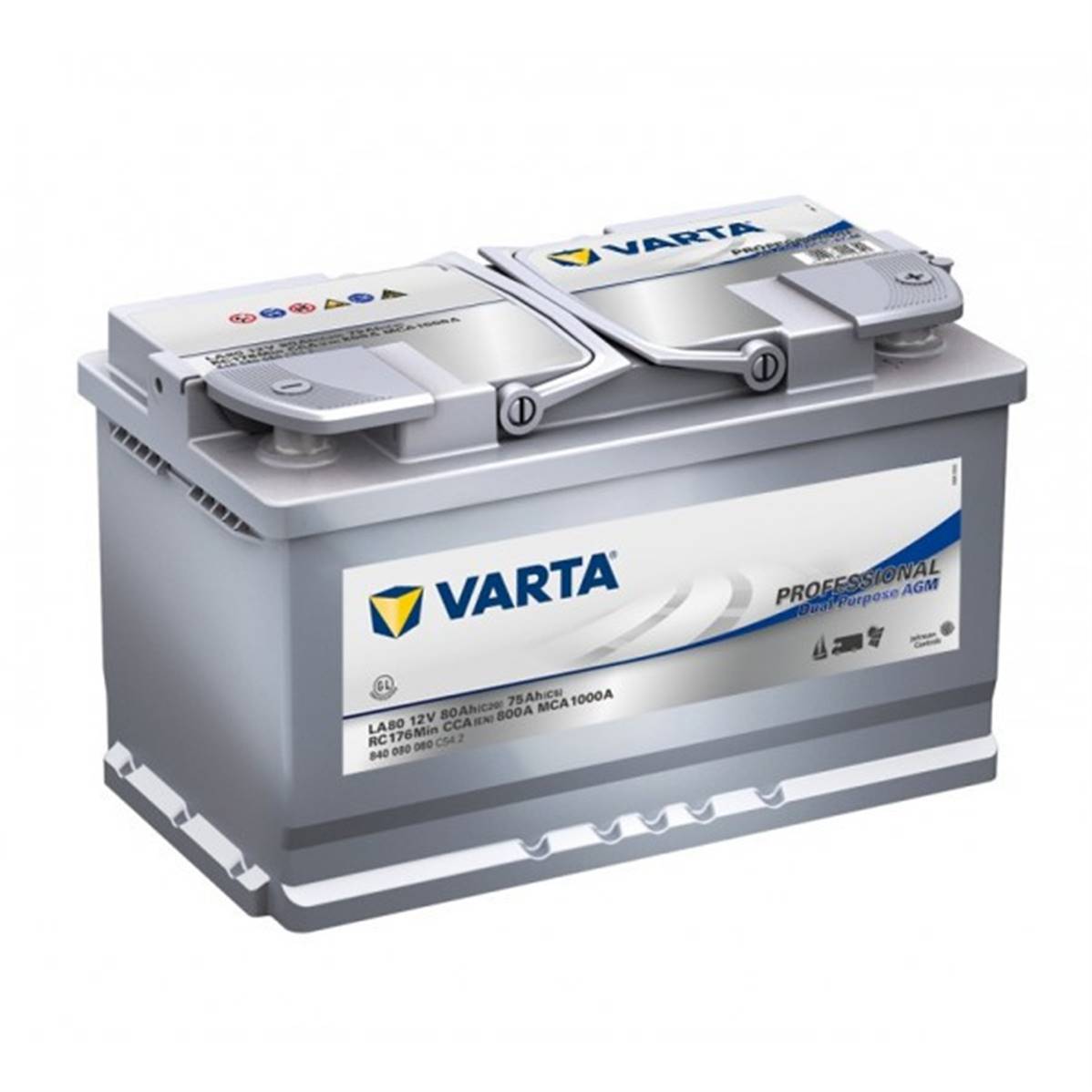 Batterie Décharge lente LA80 AGM Varta 12v 80ah C20 pour bateau