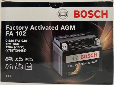 Batterie moto BOSCH FA102 AGM 12V 8ah 120A YTX9-BS / YTX9-4