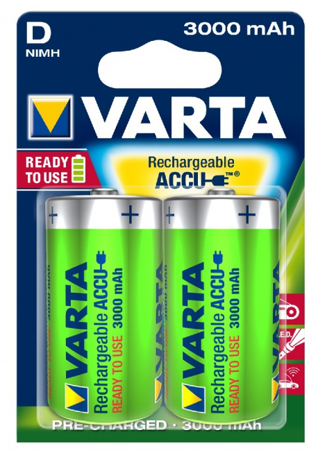 Piles rechargeables / Accus - HR20 / D VARTA POWER 1.2V 3000mAh (x2) Nimh