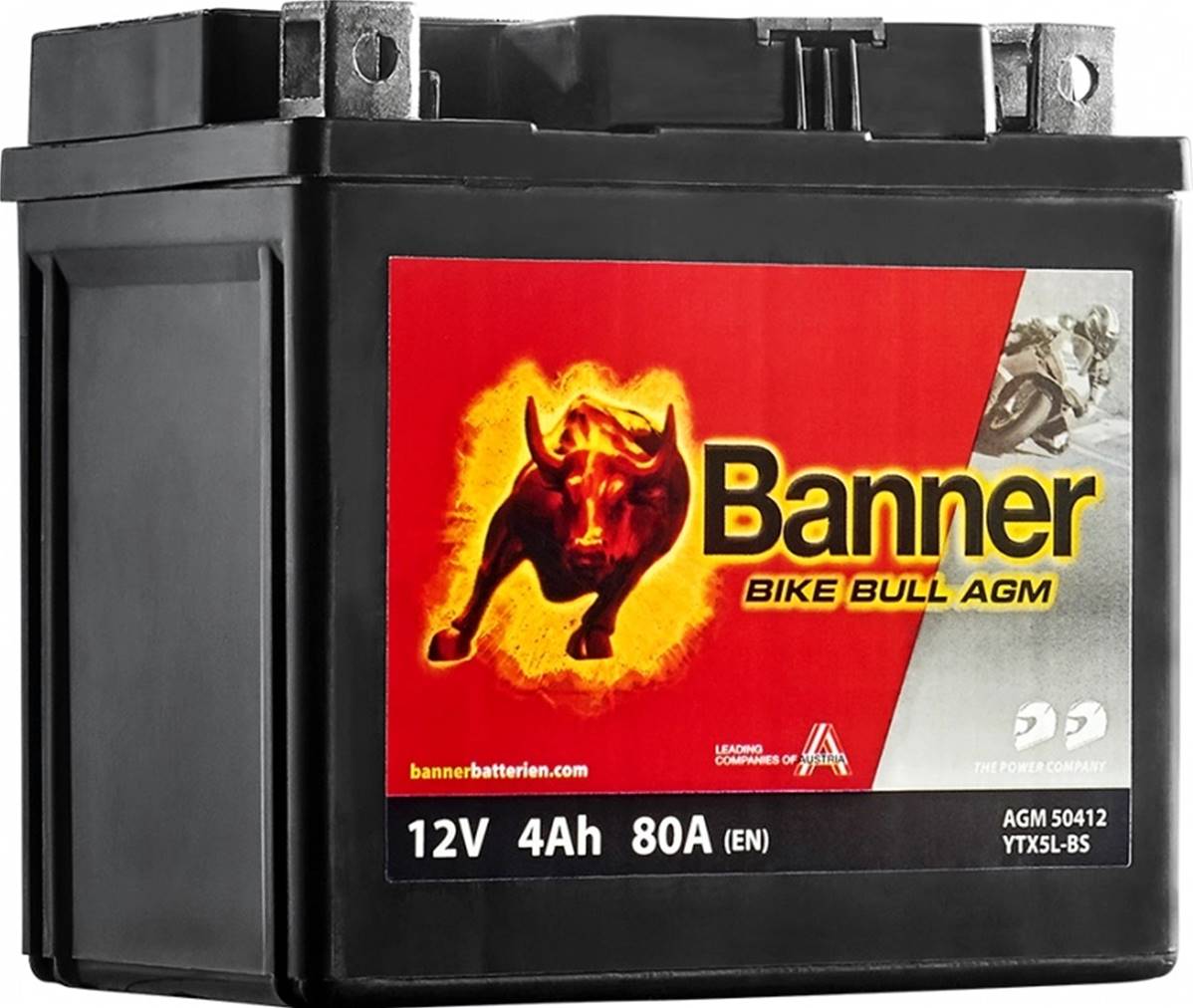 Batterie moto BANNER AGM YTX5L-BS 12V 4Ah 80A 50412