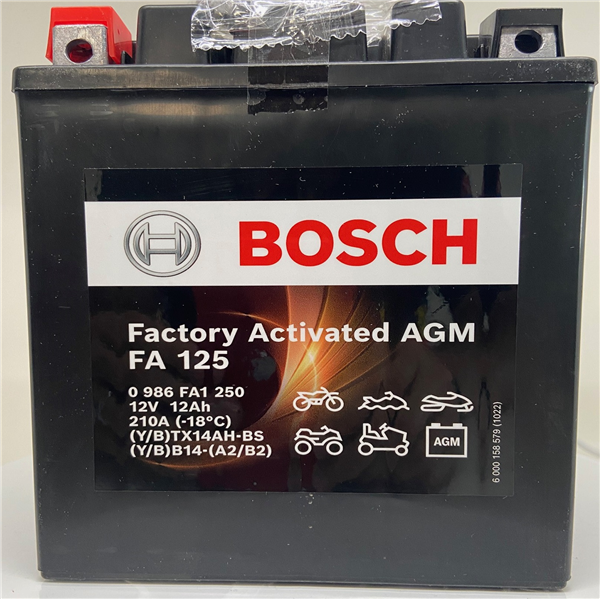 Batterie moto BOSCH FA125 12V 12ah 210A AGM YB14-A2/B2 YTX14AH-BS