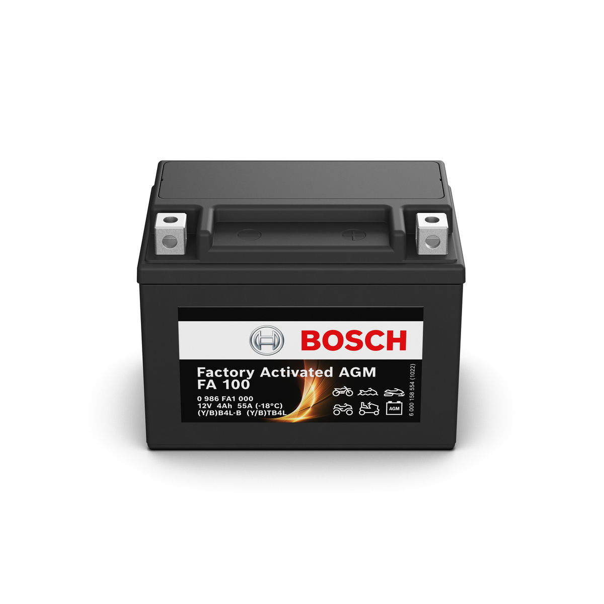 Batterie moto FA100 YB4L-B AGM 12V 4ah 55A BOSCH YTB4L