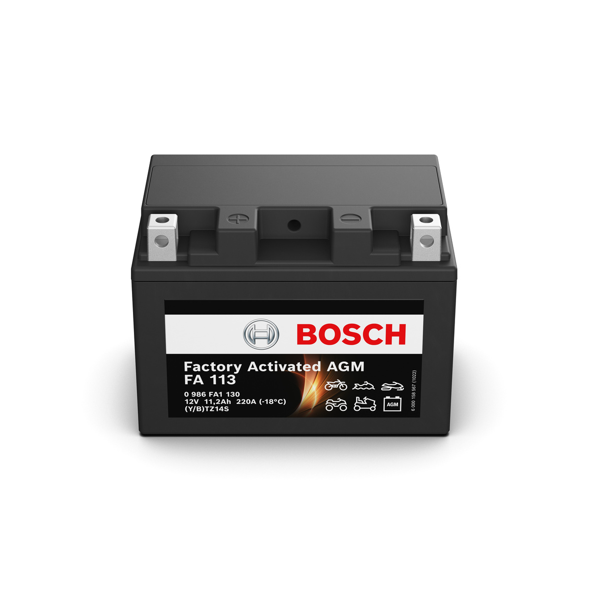 Batterie moto BOSCH FA113 AGM 12v 11.2ah 220A YTZ14S / TTZ14S-4