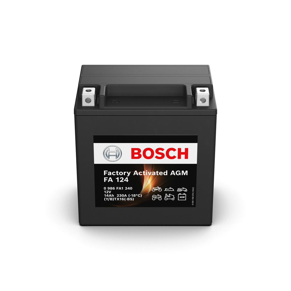 Batterie moto BOSCH FA124 AGM 12V 14ah 230A YTX16-BS / YTX16-BS-1