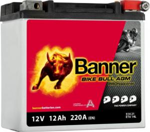 Batterie Moto BANNER ETX14L AGM 12V 12Ah 220A Pro Bike Bull 51421