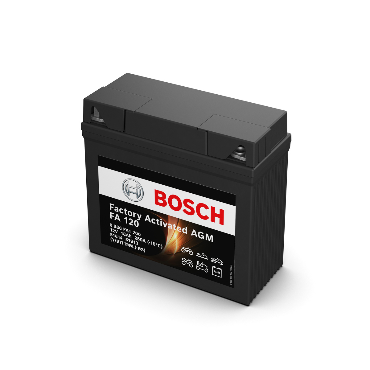 Batterie moto BOSCH FA120 AGM 12V 18ah 250A 51913 51814 YT19B-BS