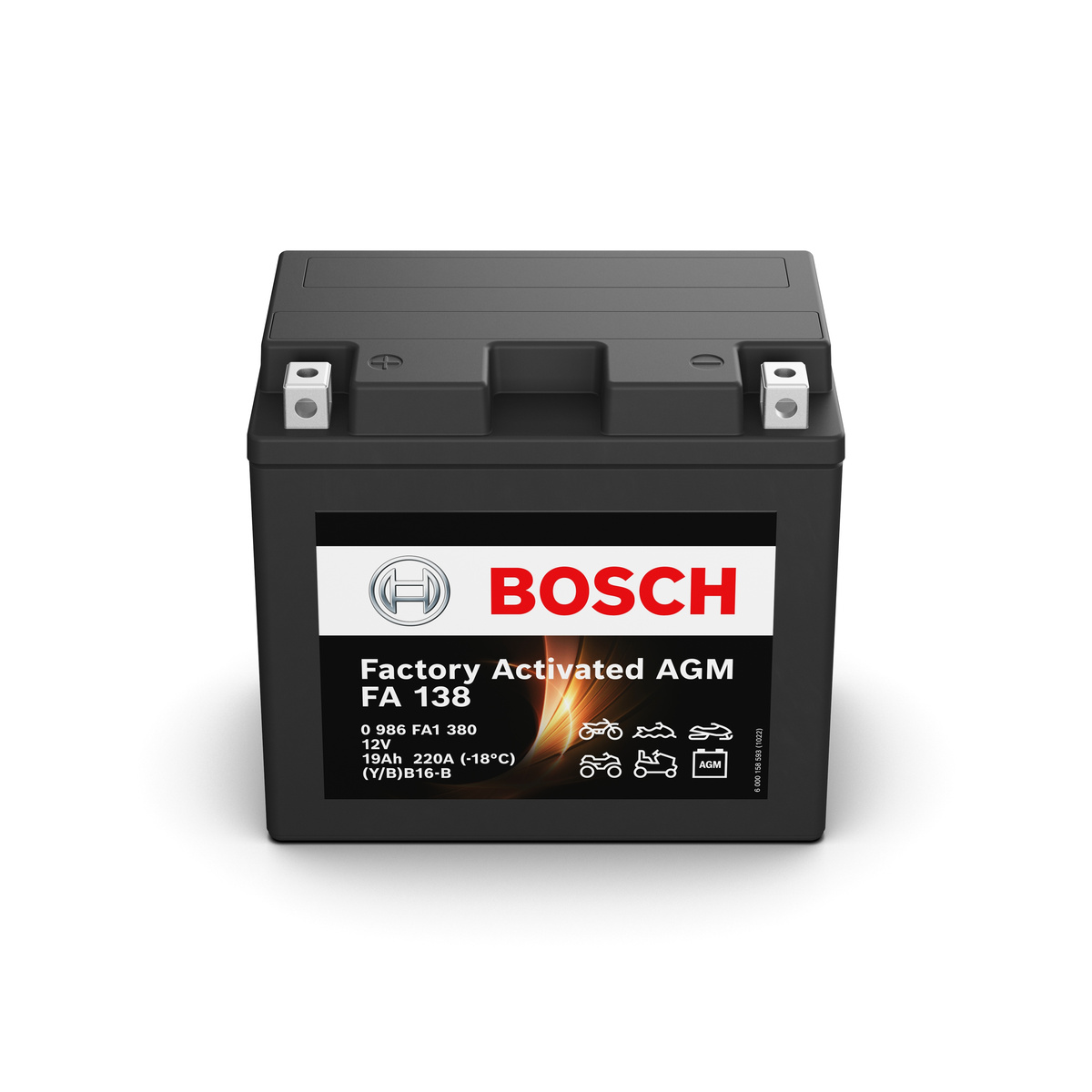 Batterie moto BOSCH FA138 AGM 12v 19ah 220A YB16-B