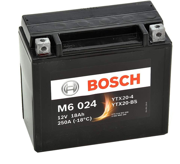 Batterie Moto BOSCH M6024 AGM 12v 18ah 250A YTX20BS / YTX204, pour