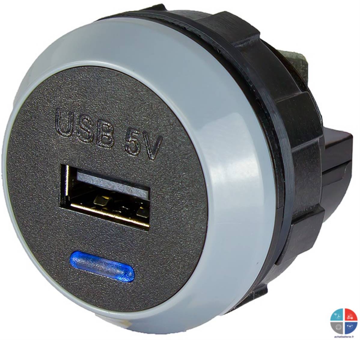 Prise USB encastrable 12/5V avec double USB 2x2,5A avec plaque de