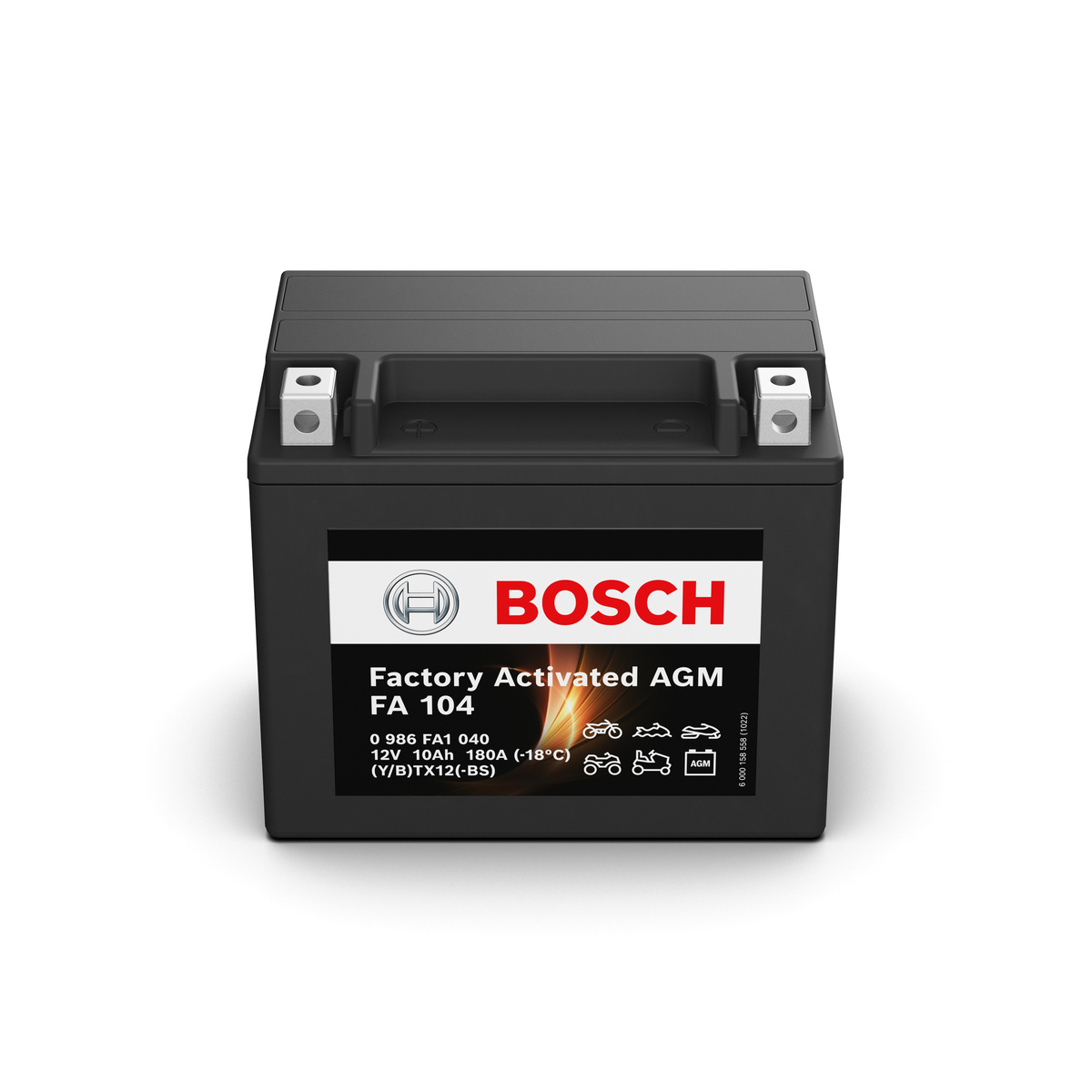 Batterie moto BOSCH FA104 AGM 12v 10ah 180A YTX12-BS / YTX12-4