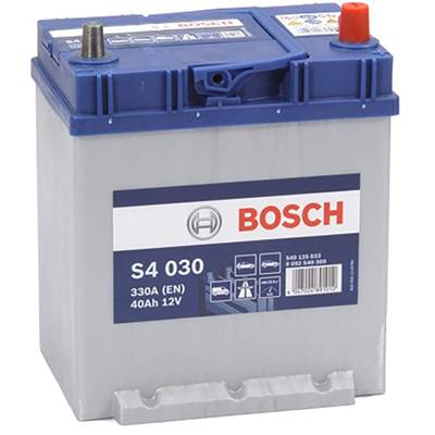 Batterie auto S4030 12V 40ah / 330A BOSCH + à droite bornes asiatiques A13 talon