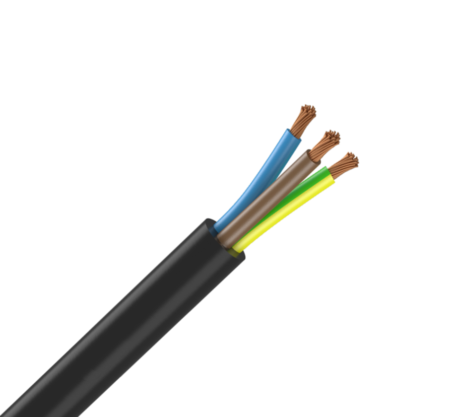 Câble électrique 3 x 2.5mm² HO7RNF 1M Noir