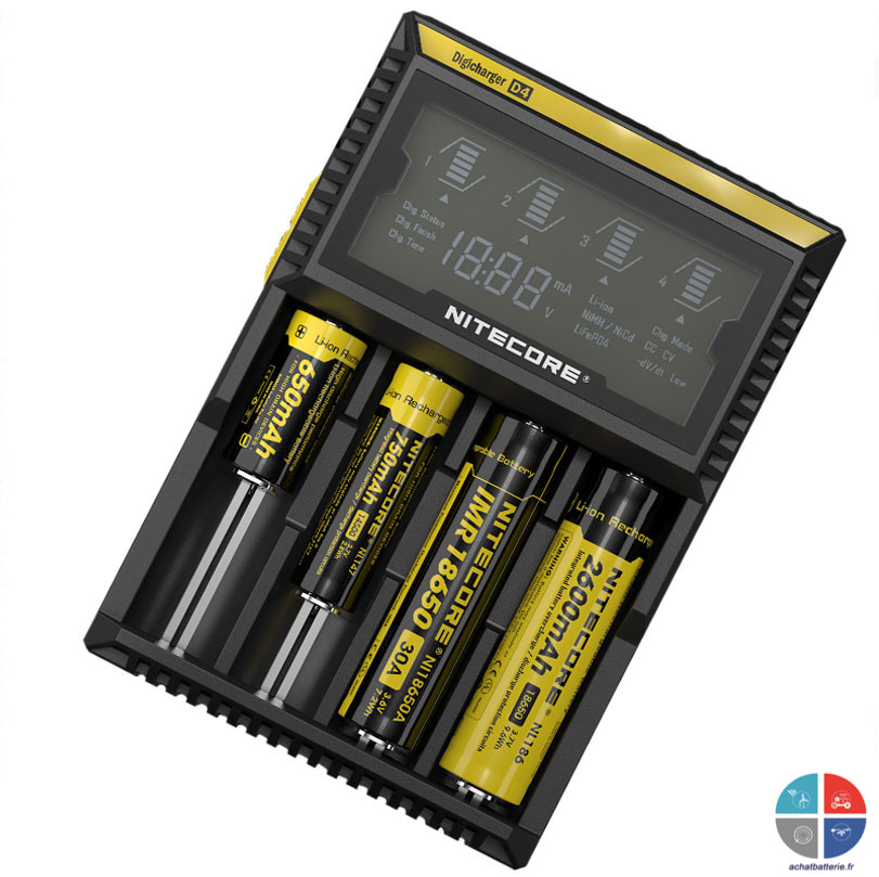 Chargeur AA AAA Nitecore Digital Lithium/Nicd/Nimh 4 accus D4