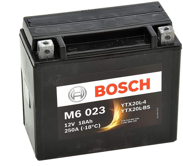 Batterie moto BOSCH M6023 AGM 12v 18ah 250A YTX20L-BS / YTX20L-4