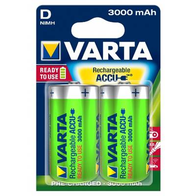 Piles rechargeables / Accus - HR20 / D VARTA POWER 1.2V 3000mAh (x2) Nimh