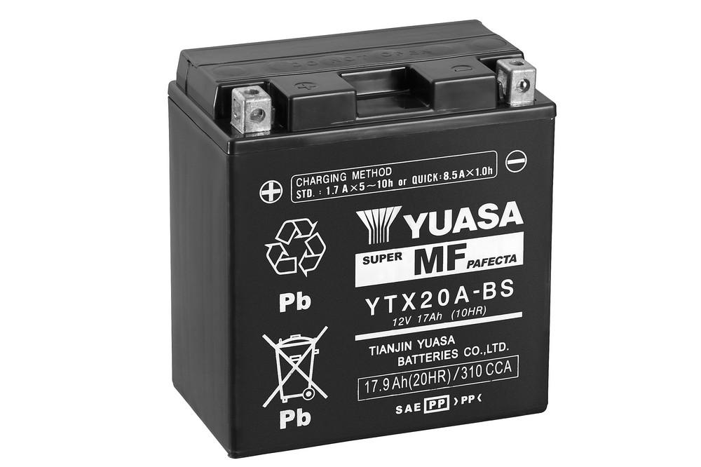 Batterie moto YTX20A-BS 12V 17.3Ah 270A YUASA AGM