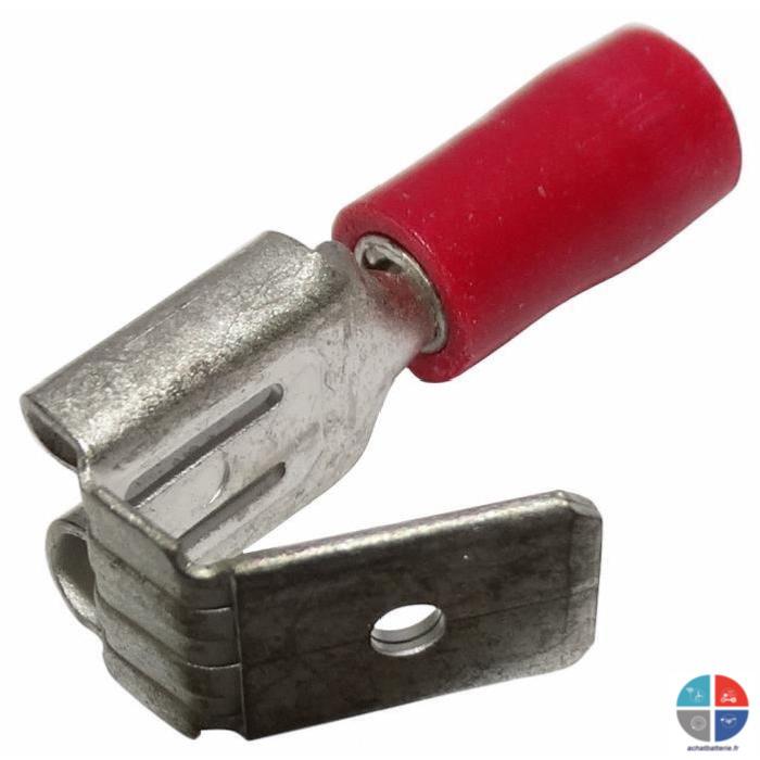 10 Cosses Mâles 4,8 Mm Rouge - Pour Câbles 0.5 à 1 Mm², Neuf Sous Blister
