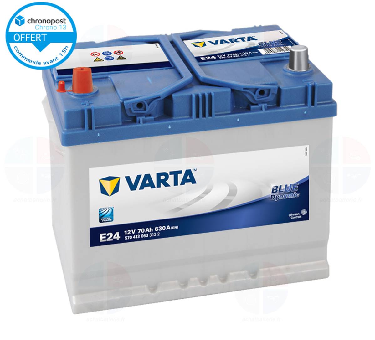 Batterie auto E24 12V 70ah/630A VARTA blue dynamic + à gauche