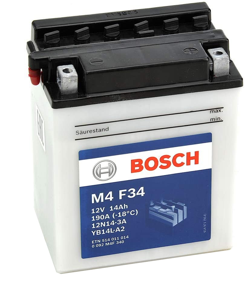 Batterie moto BOSCH M4F34 12V 14ah 190A 12N14-3A - YB14L-A2