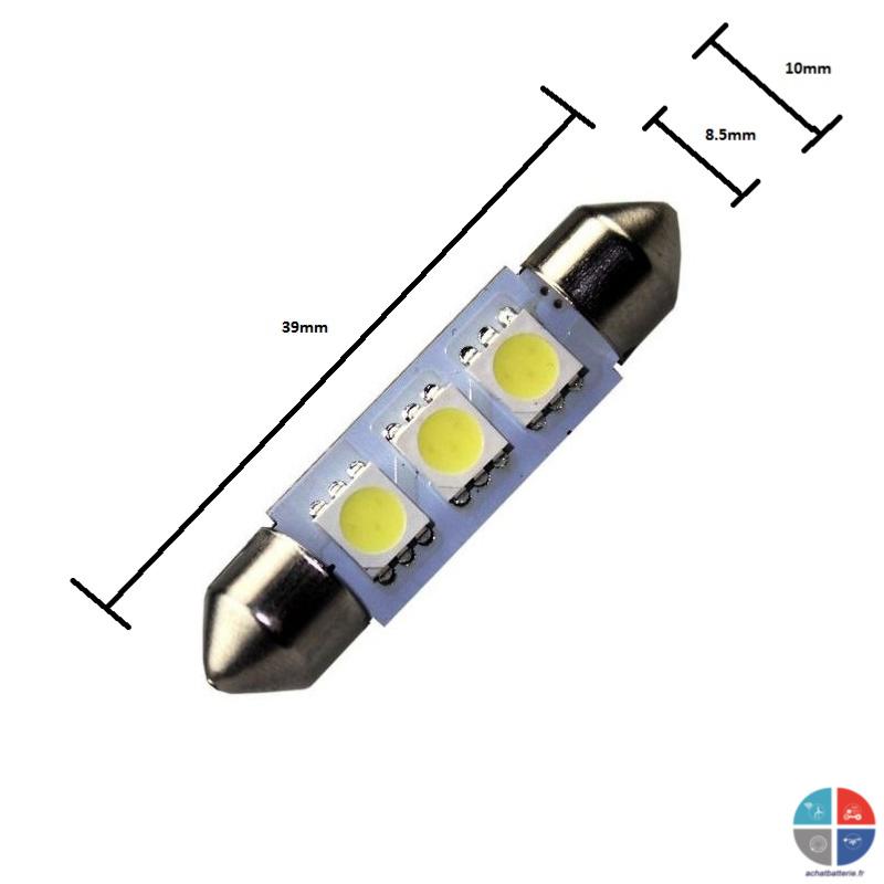 Ampoule navette 3 leds 12v L36mm