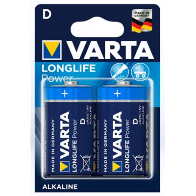 Piles LR20 X 2 VARTA LONGLIFE POWER 1.5V Alcaline D, Mono