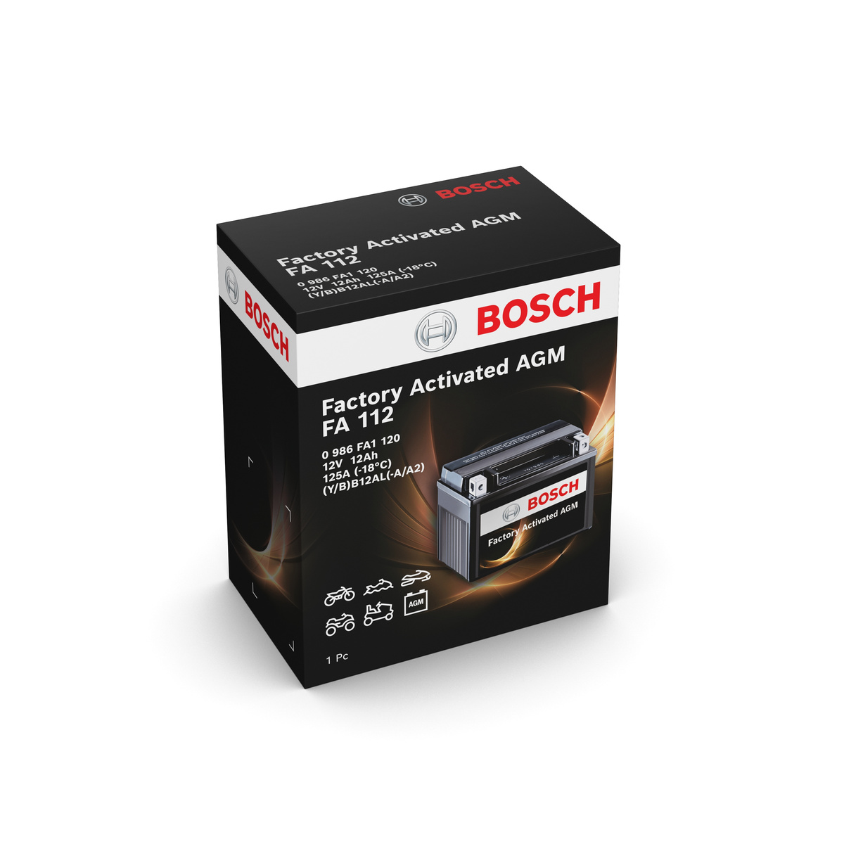 Bosch FA112 Sealed Maintenance-Free Battery – Fits Yamaha XV Virago 535 (1986-2002) YB12AL-A2