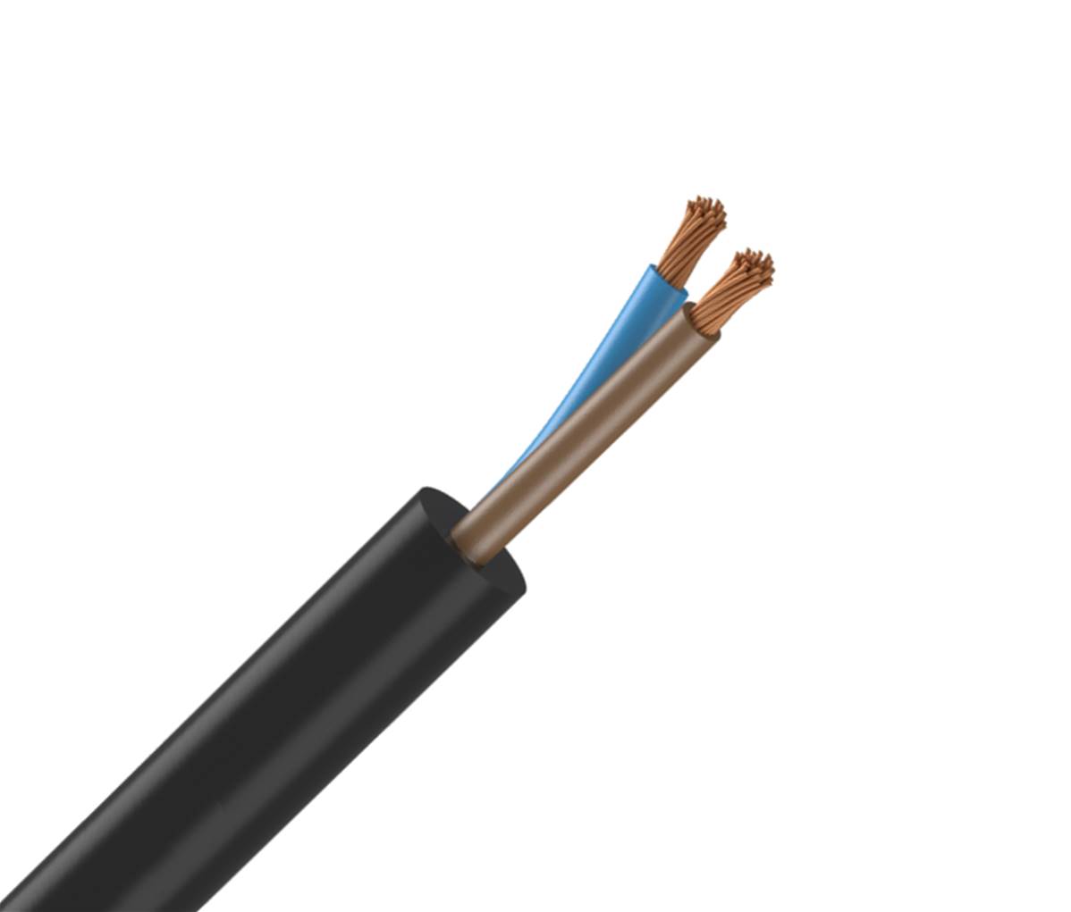Câble 1M HO7RNF 2x1.5mm² Noir le mètre