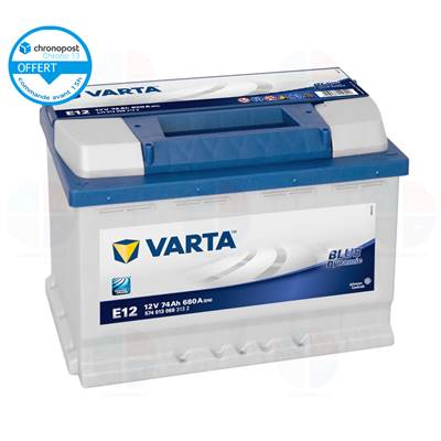 Batterie auto E12 12v 74ah/680A VARTA Blue dynamic + à Gauche