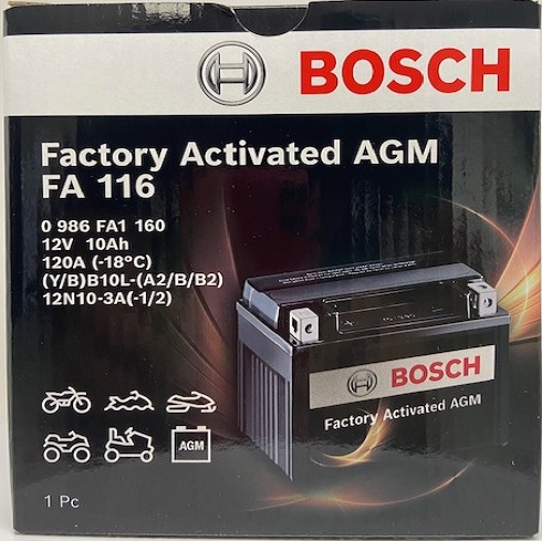 Batterie moto BOSCH M6021 AGM 12V 14ah 210A YTX16-BS- identique à la  batterie origine première monte