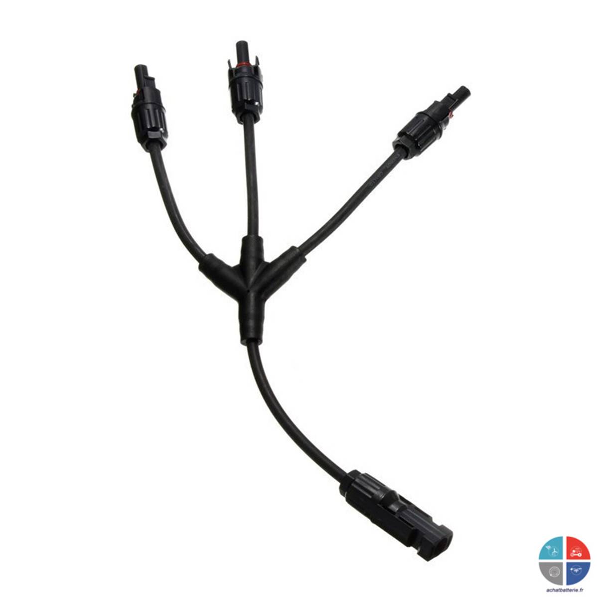 Connecteur MC4 triple Mâle/Fem-Fem-Fem monté sur câble