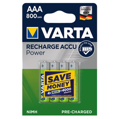 Piles Rechargeables / Accus - HR03 / AAA VARTA POWER 1.2V 800mAh (x4) Nimh