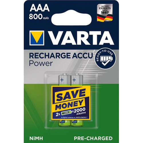 Piles Rechargeables / Accus - HR03 / AAA VARTA POWER 1.2V 800mah (x2) Nimh