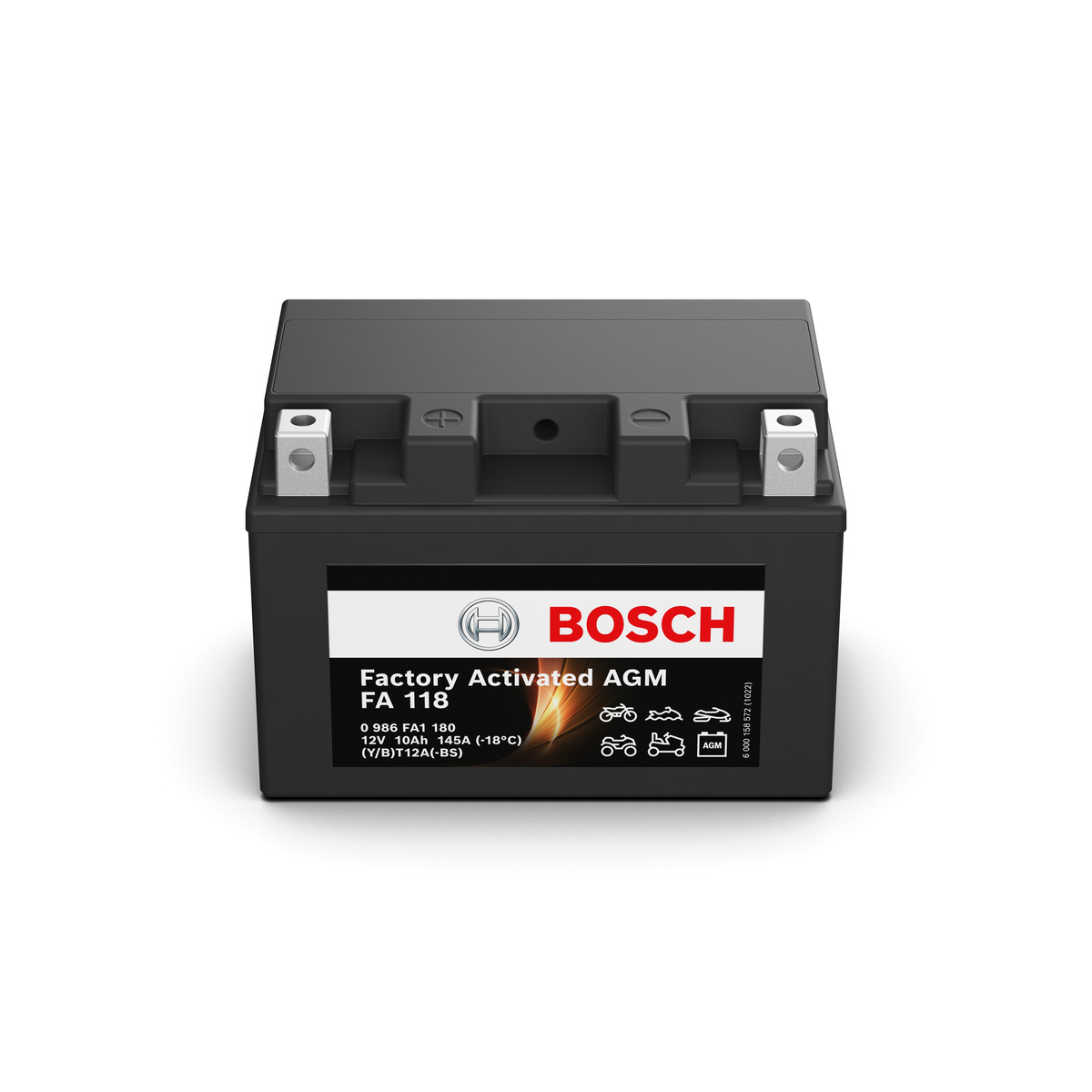 Batterie moto BOSCH FA118 AGM 12V 10ah 145A YT12A-BS / YT12A-4 AGM