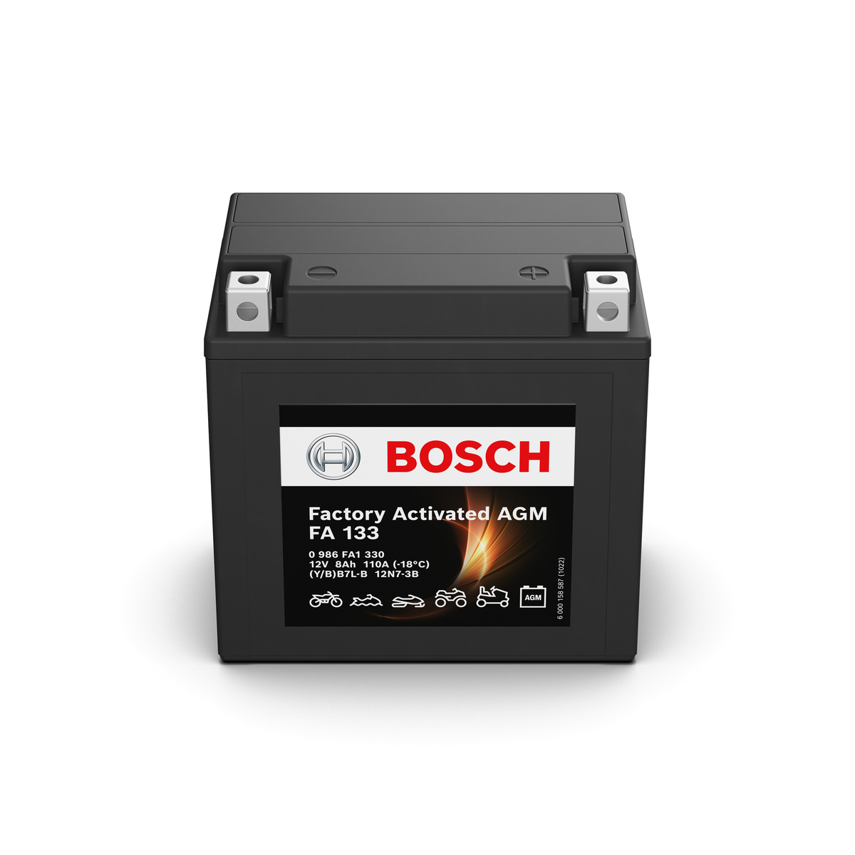 Batterie moto BOSCH FA133 AGM 12v 8ah 110A YB7L-B / 12N7-3B