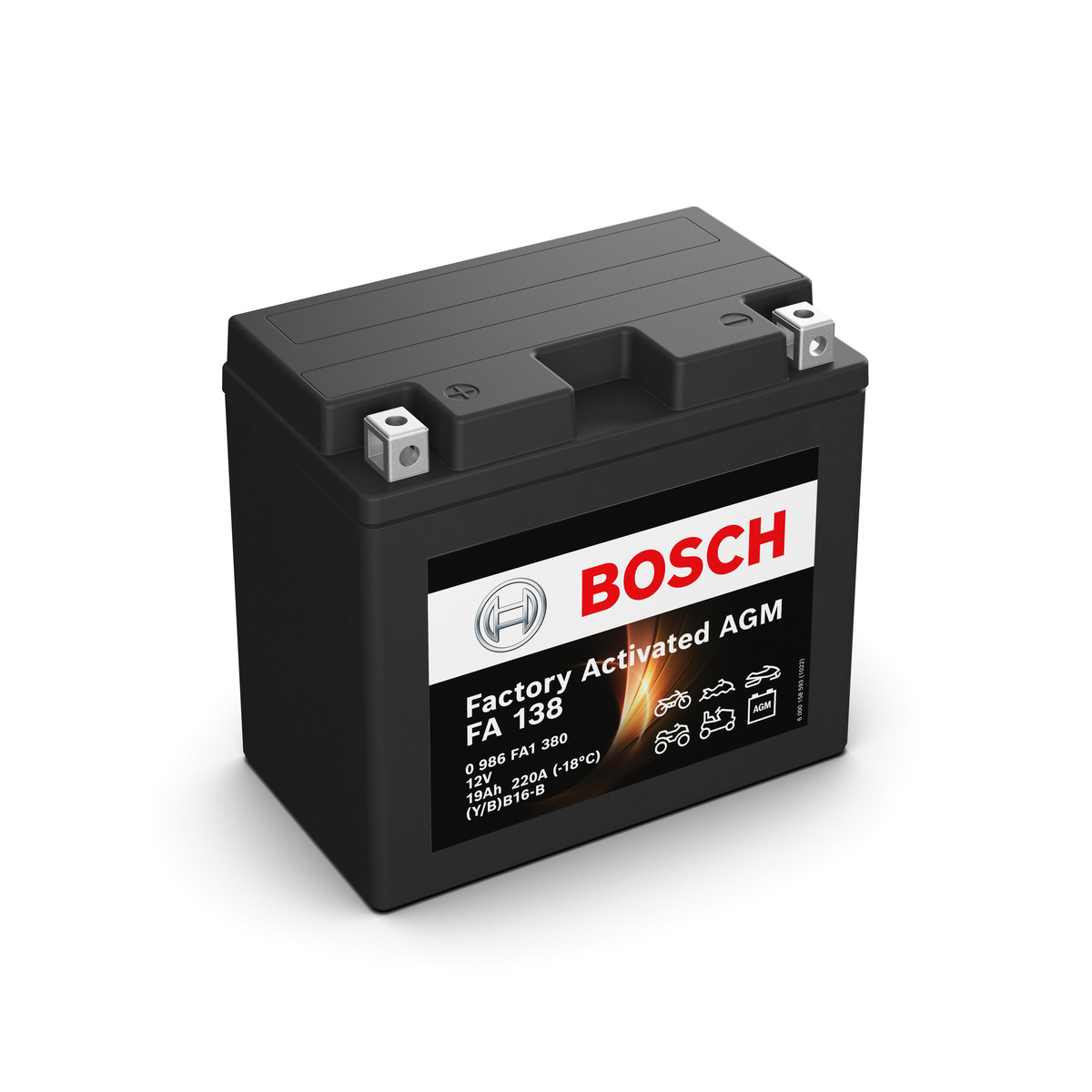 Batterie moto BOSCH FA138 AGM 12v 19ah 220A YB16-B