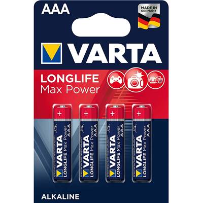 Piles LR03 X 4 VARTA LONGLIFE MAX POWER AAA 1.5V Alcaline