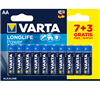 Piles LR06 VARTA LONGLIFE POWER AA 6+2 offertes 1.5V Alcaline