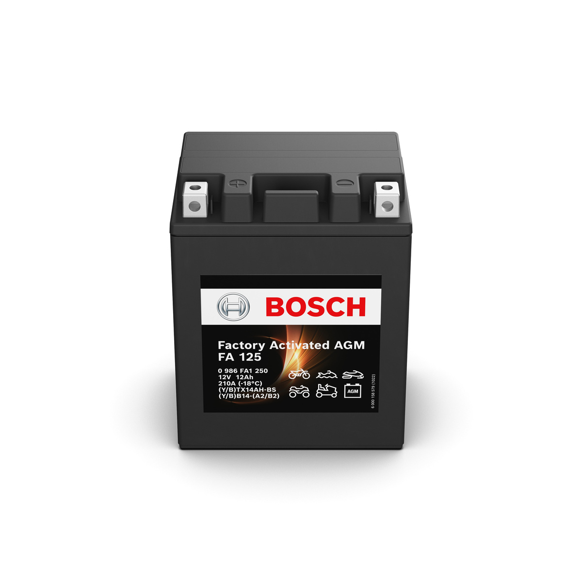 Batterie moto BOSCH FA125 12V 12ah 210A AGM YB14-A2/B2 YTX14AH-BS